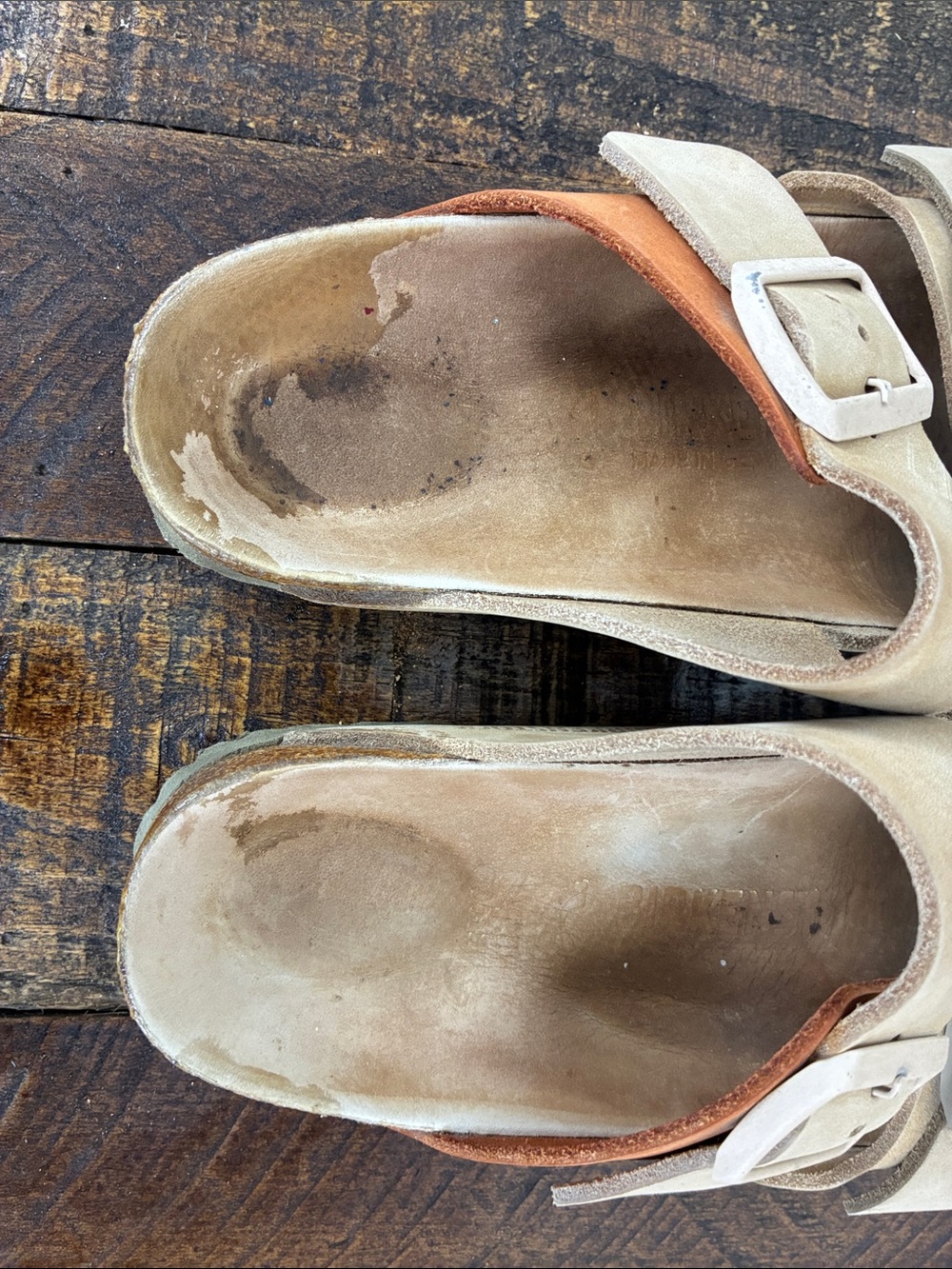 Birkenstock Arizona Two-Tone Beige Suede Double Buckle Slide Sandals Women’s 37 - Picture 4 of 7